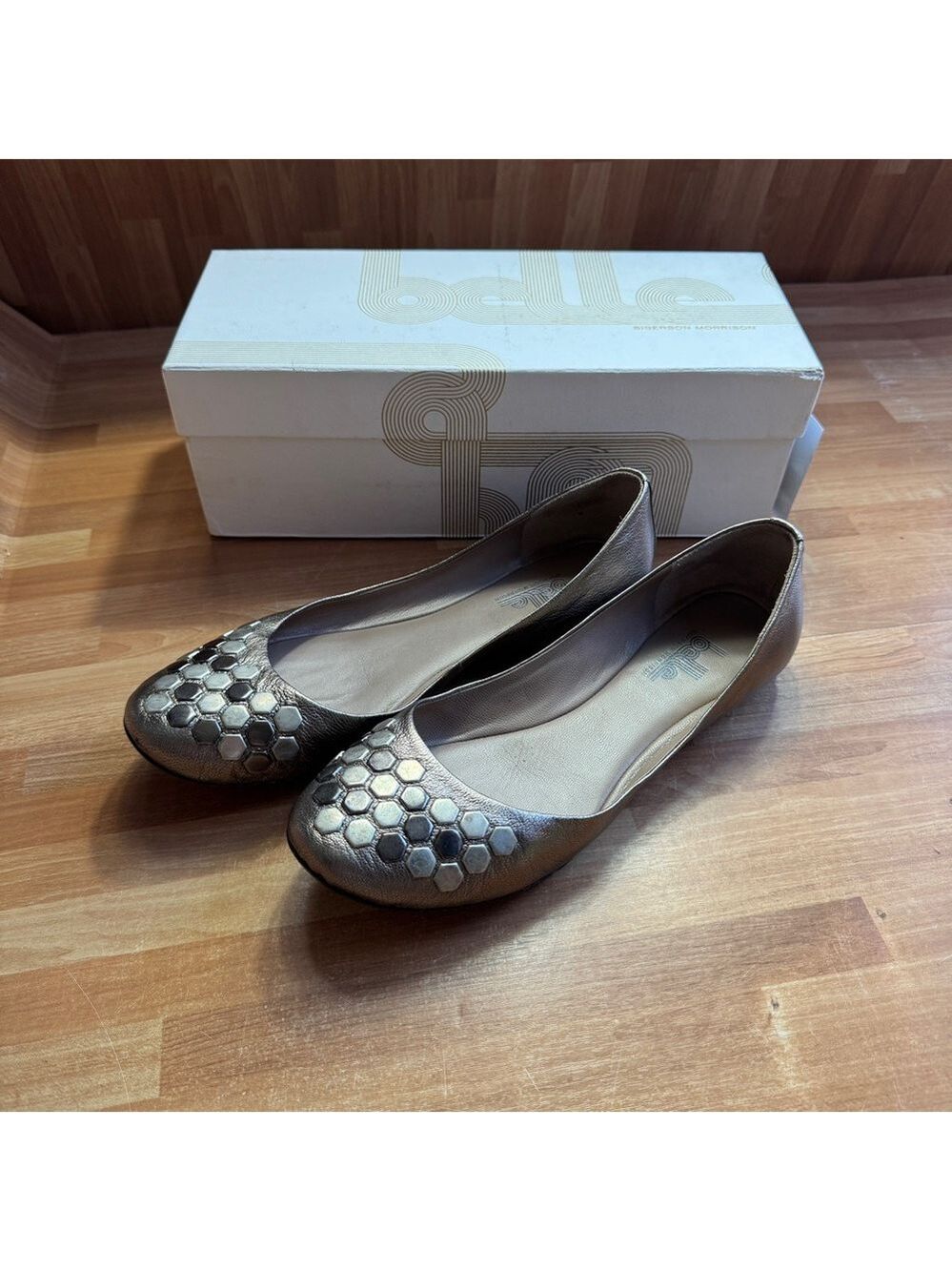 Belle by sigerson morrison pewter capria ballerina flats size 8 - Picture 4 of 13